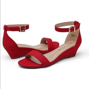 DREAM PAIRS Women's Ingrid Ankle Strap Low Wedge Sandal